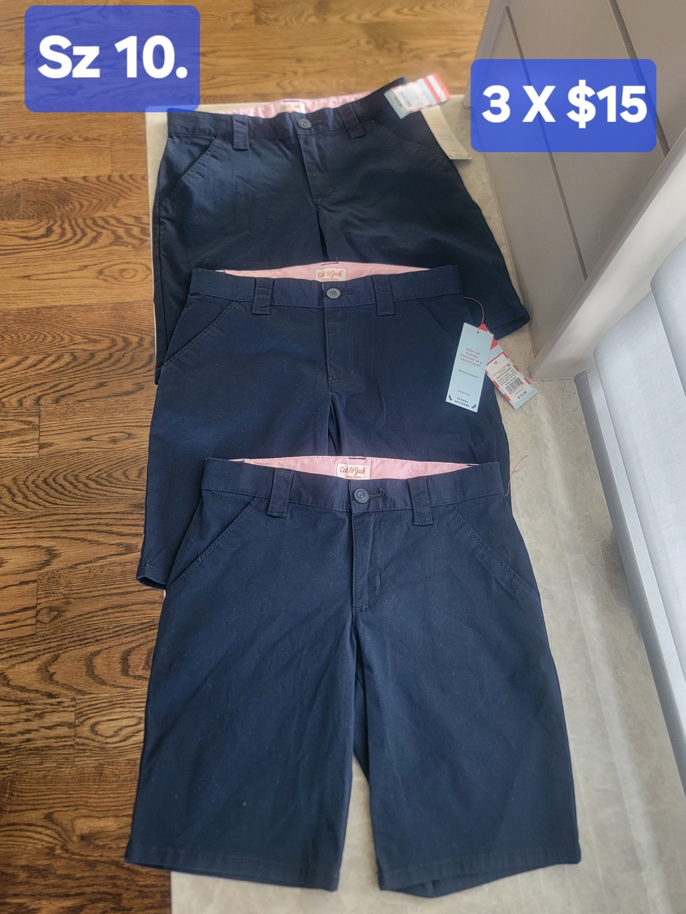 BUNDLE OF 3 Cat & Jack Uniform School Navy Blue Girls Shorts Size 10. ($39)